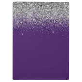 Lila Silver Glitzer Girly Glam Monogram Klemmbrett (Rückseite)