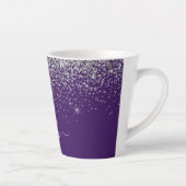 Lila Silver Glitzer Girly Glam Monogram Milchtasse (Rechts)