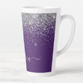 Lila Silver Glitzer Girly Glam Monogram Milchtasse (Rechts)