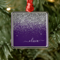 Lila Silver Glitzer Girly Glam Monogram