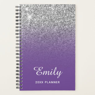 Lila Silver Glitzer Ombre Personalisiert Planer