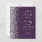 Lila Silver Glitzer QR Code Hochzeit (Vorderseite)