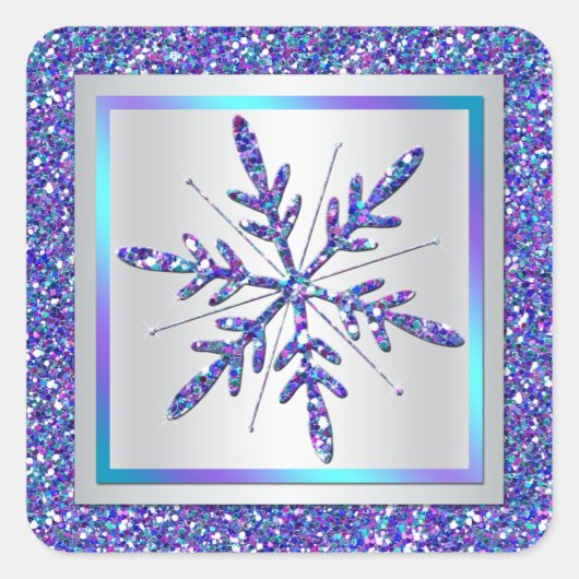 Lila, Silver Glitzer sieht Snowflake Sticker (Vorderseite)