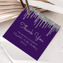 Lila Silver Glitzer Tropfen 40. Geburtstag Party Geschenkanhänger