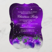 Lila Silver Gold Holly Baubles Weihnachtsfest Part Einladung (Vorne/Hinten)