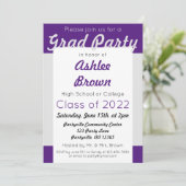Lila Silver Grad Party Fett Abschluss Einladung (Stehend Vorderseite)