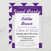 Lila Silver Grad Party Fett Abschluss Einladung (Vorne/Hinten)