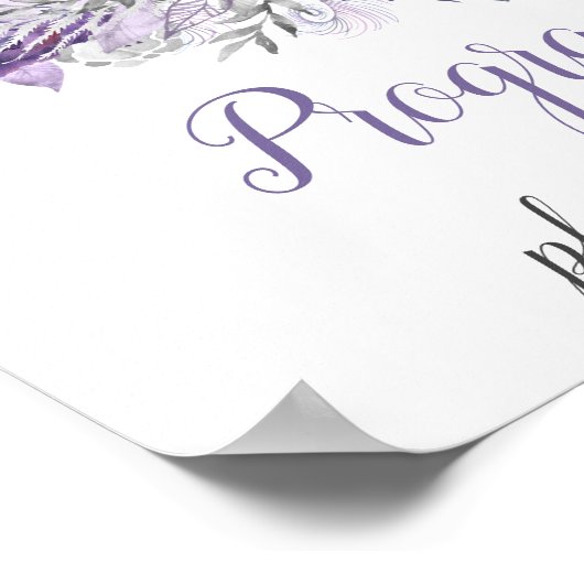 Lila Silver Graue Floral Hochzeitsprogramme unterz Poster (Ecke)