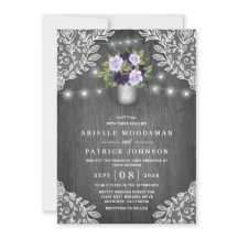 Lila Silver Gray Floral Rustic Mason Jar Wedding