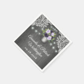 Lila Silver Gray Floral Rustic Mason Jar Wedding Serviette (Ecke)
