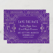 Lila Silver Great Gatsby Art Deco Save the Date (Vorne/Hinten)