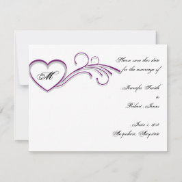 Lila Silver Heft Scroll Monogramm Save the Date