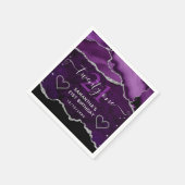 Lila & Silver Imitats Glitzer Agate Marble Geburts Serviette (Ecke)