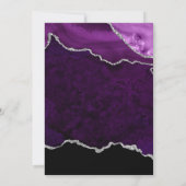 Lila & Silver Imitats Glitzer Agate Marble Wedding Einladung (Rückseite)