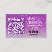 Lila Silver Ombre Glitzer Lash Tech QR Code Visitenkarte (Rückseite)
