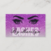 Lila Silver Ombre Glitzer Lash Tech QR Code Visitenkarte (Vorderseite)