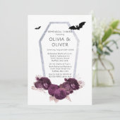 Lila Silver Peony Coffes Fledermäuse Probe Abendes Einladung (Stehend Vorderseite)