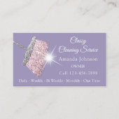 Lila Silver QRCODE für Reinigungsservice Visitenkarte (Vorderseite)