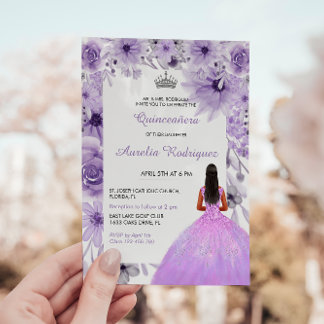 Lila Silver Quinceanera Einladung