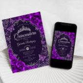 Lila Silver Quinceanera Einladung