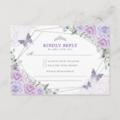 Lila Silver Quinceanera Mis Quince 15 Anos UAWG Begleitkarte (Vorderseite)