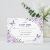 Lila Silver Quinceanera Mis Quince 15 Anos UAWG Begleitkarte (Stehend Vorderseite)