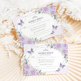 Lila Silver Quinceanera Mis Quince 15 Anos UAWG Begleitkarte