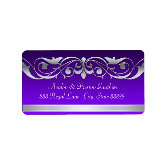 Lila Silver Scroll-Adressetiketten für Großherzogt Adressaufkleber (Vorne)