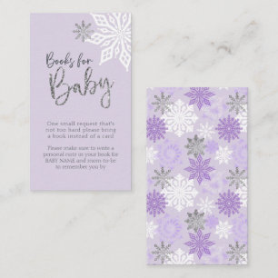 Lila Silver Snowflake Babydusche Buchanfrage Begleitkarte