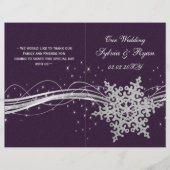 lila Silver Snowflakes Hochzeitsprogramme gefaltet (Vorderseite)