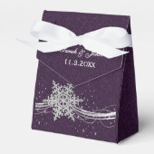 lila Silver Snowflakes Winterhochzeit Gunst Box Geschenkschachtel (Vorderseite)