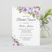 Lila Silver Sparkle Brautparty laden Einladung (Stehend Vorderseite)