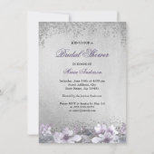 Lila Silver Sparkle Dress Brautparty laden Einladung (Rückseite)