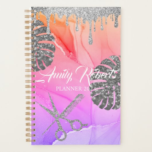 Lila Silver Sparkling Salon Planner Planer (Vorderseite)