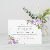 Lila Silver Sparkone Probe Abendessen Einladung (Stehend Vorderseite)