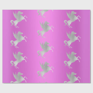 LILA SILVER UNICORN GEBURTSTAG WEDING WRAP GESCHENKPAPIER