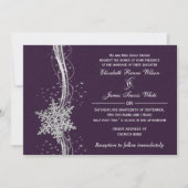 lila Silver Winter Hochzeit Einladungen (Vorderseite)