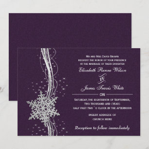 lila Silver Winter Hochzeit Einladungen