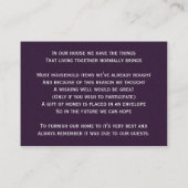 lila Silver Winter Hochzeit wünschenswert Begleitkarte (Rückseite)