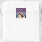 Lila Simple Chic Foto Save the Date Stickers (Tasche)