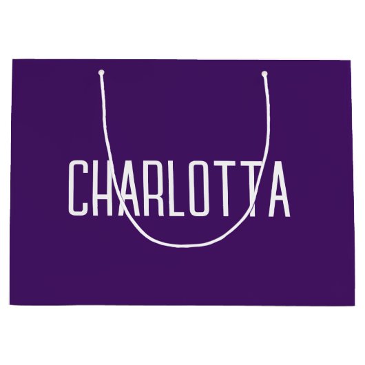 Lila Simple Elegant Stilvoller Name Große Geschenktüte (Vorderseite)