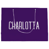 Lila Simple Elegant Stilvoller Name Große Geschenktüte (Rückseite)