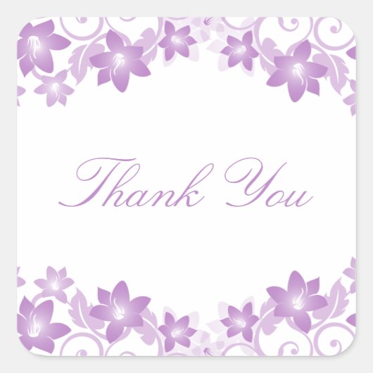 Lila Simple Floral Danke Stickers (Vorderseite)