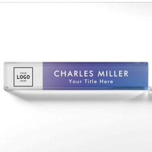 Lila Simple Modern Beruflich Business Logo Namensplakette