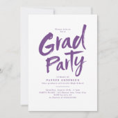 Lila Simple Modern Brush Script Grad Party Einladung (Vorderseite)