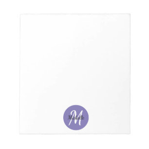 Lila Simple Monogram Classic Trendy Notizblock