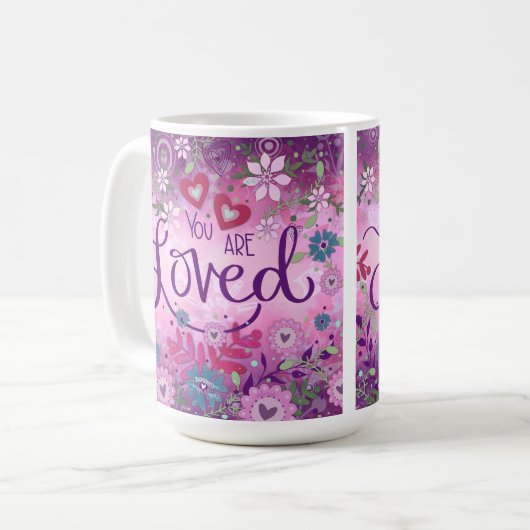Lila sind Sie eine Valentinflora-Inspirivität Kaffeetasse (Vorderseite Links)
