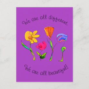 Lila sind wir alle verschieden und schön Diversity Postkarte