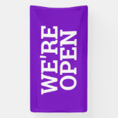 Lila sind wir offen Geschäftsbannerzeichen Banner (Vertikal)