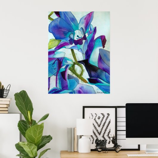 Lila Singapur Orchid Blume Aquarellkunst Poster (Heimbüro)